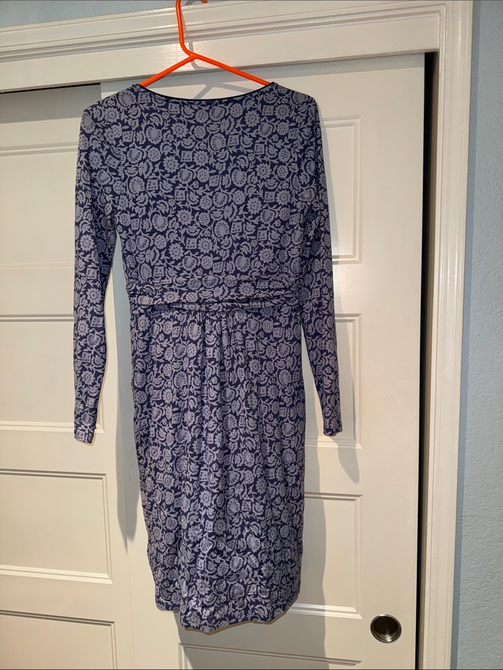 Boden Long-Sleeve Navy and Periwinkle Floral Jersey Dress - Picture 2 of 11